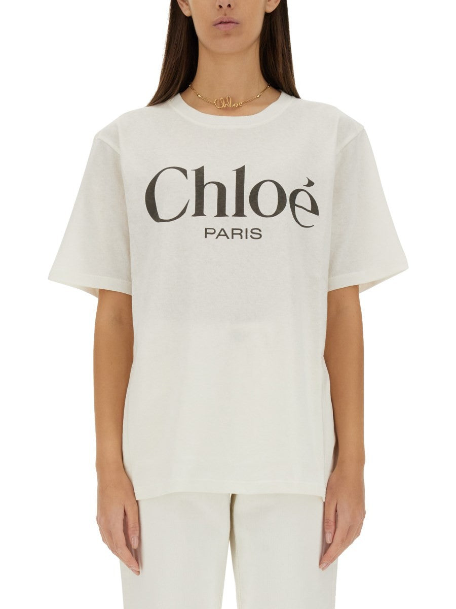 CHLOE’ - Chloe’ T Shirt With Logo - Woman-&gt;Clothing-&gt;t-shirts