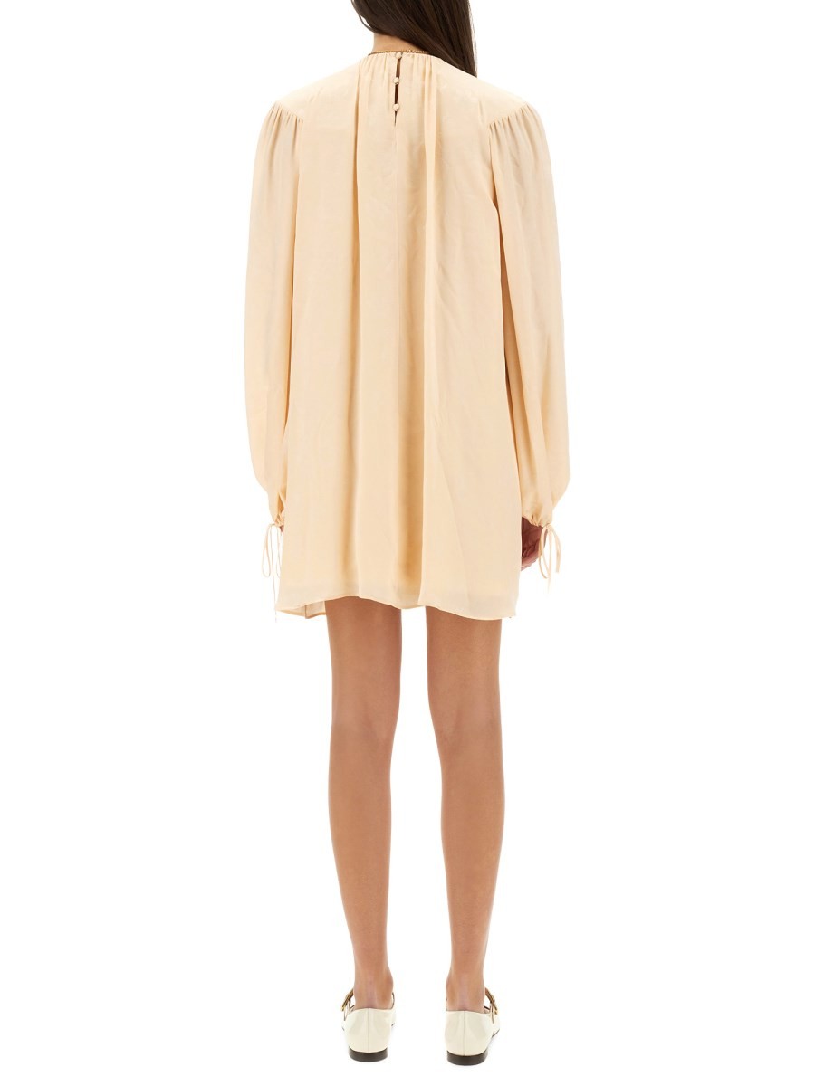 CHLOE’ - Chloe’ Silk Shirred Mini Dress - Women’s Clothing