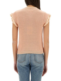 CHLOE’ - Chloe’ Short Sleeved Wool Knit Top - Women’s Knitwear