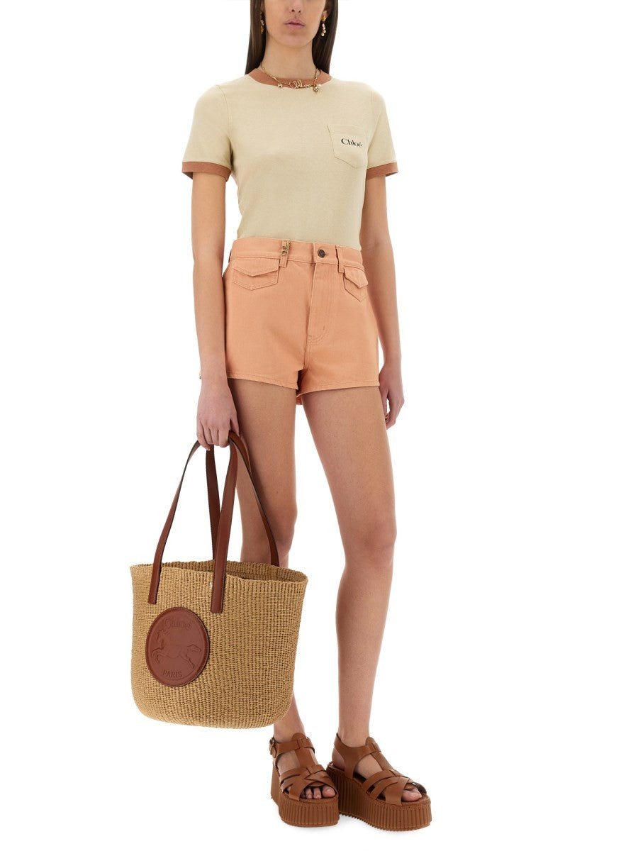 CHLOE’ - Cotton Shorts - Home-&gt;Woman-&gt;Clothing-&gt;Shorts