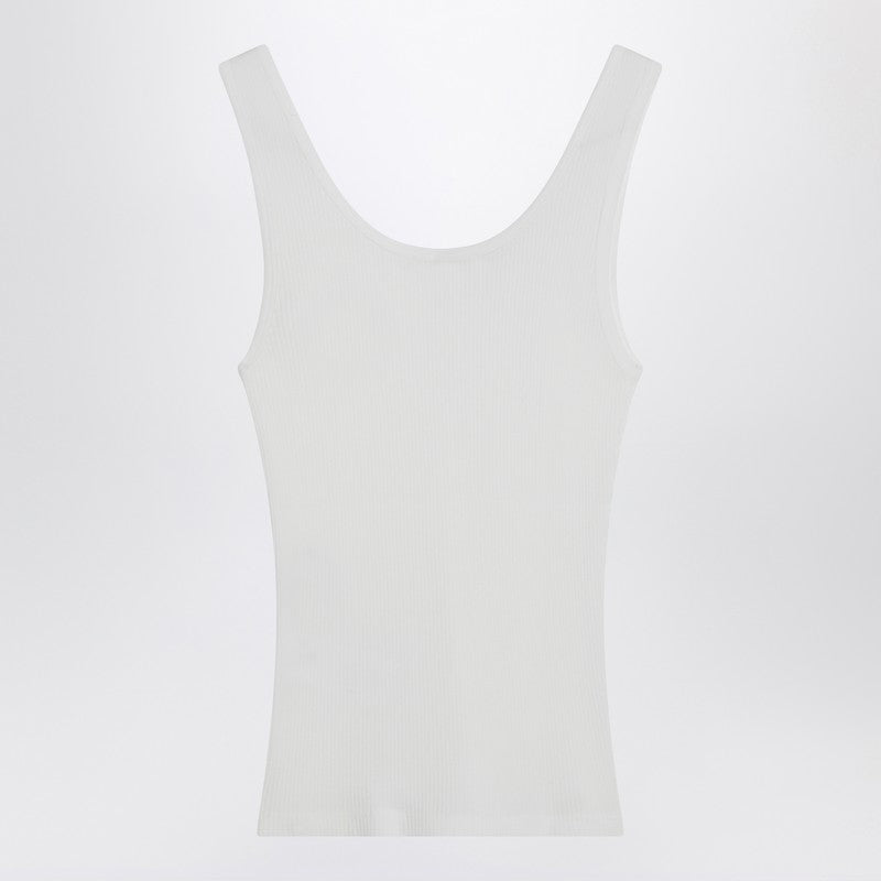 Chloé - Chloé White ribbed tank top with logo - Topwear