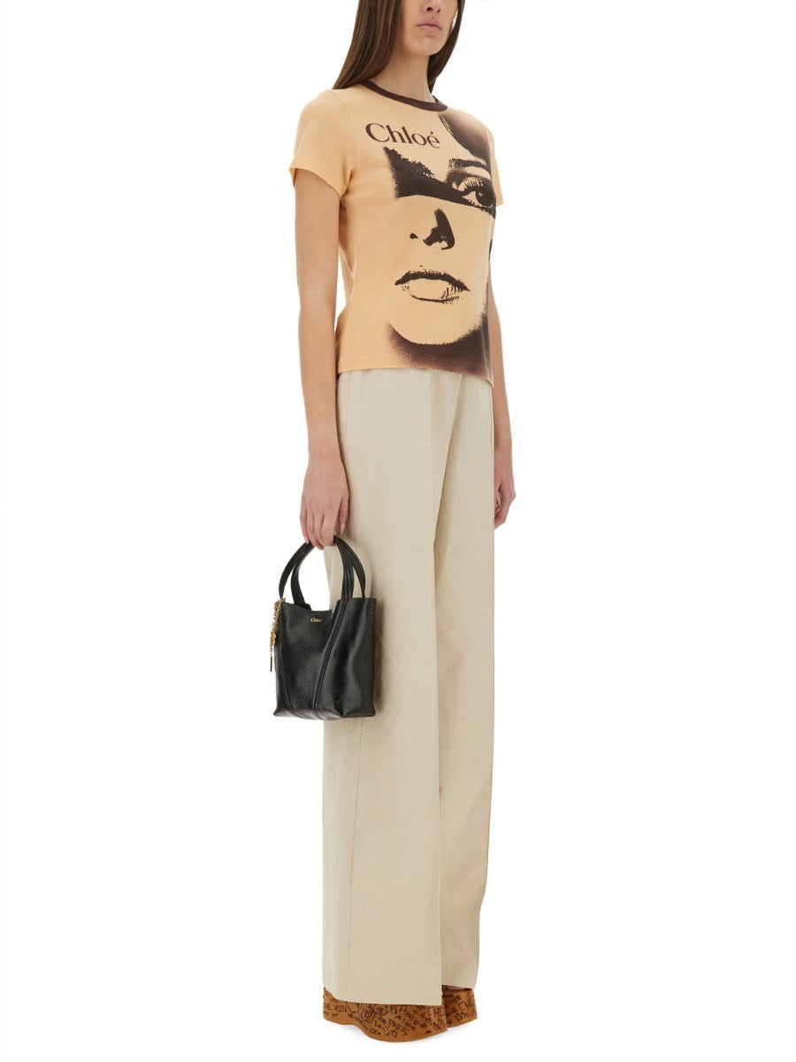 CHLOE’ - Chloe’ Cotton Jersey Logo T Shirt - Woman-&gt;Clothing-&gt;t-shirts