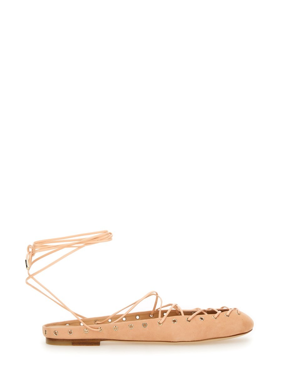 CHLOE’ - Chloe’ Ballerina ’Ghillies’ - Woman-&gt;FOOTWEAR-&gt;FLATS