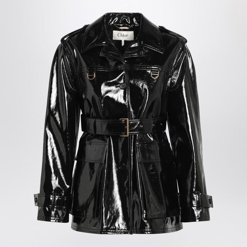 Chloé - Chloé Black glossy cotton canvas jacket - Coats