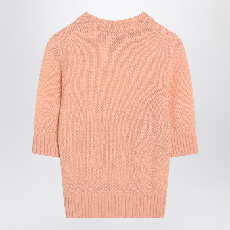 Chloé - Chloé Peach-colored top with logo embroidery - Knitwear