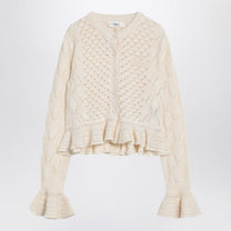 Chloé - Chloé Latte-colored crochet cardigan in cotton blend - Knitwear