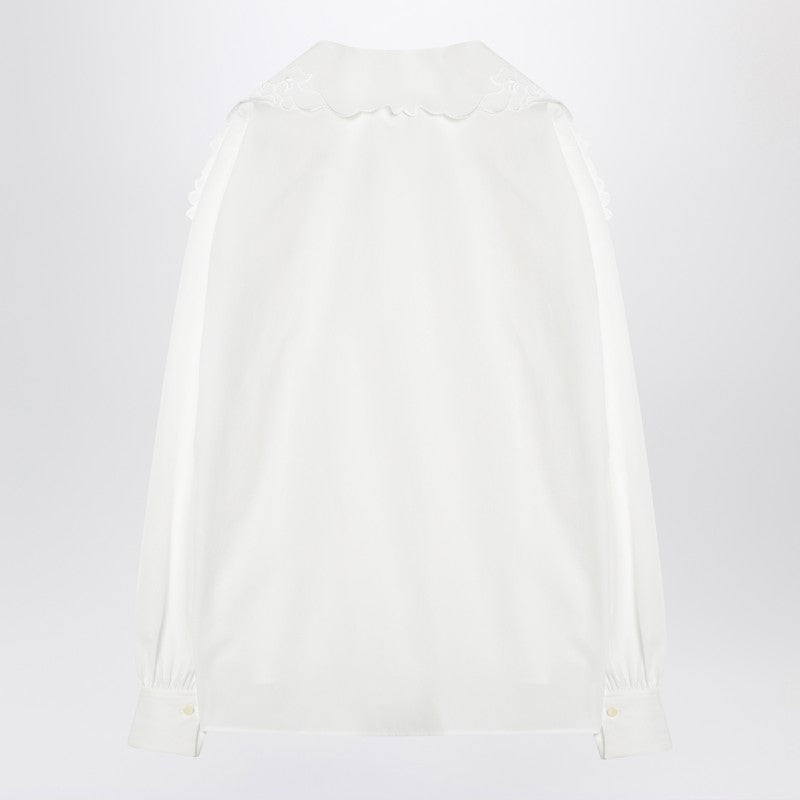 Chloé - Chloé White shirt with embroidered bow tie - Women’s Tops