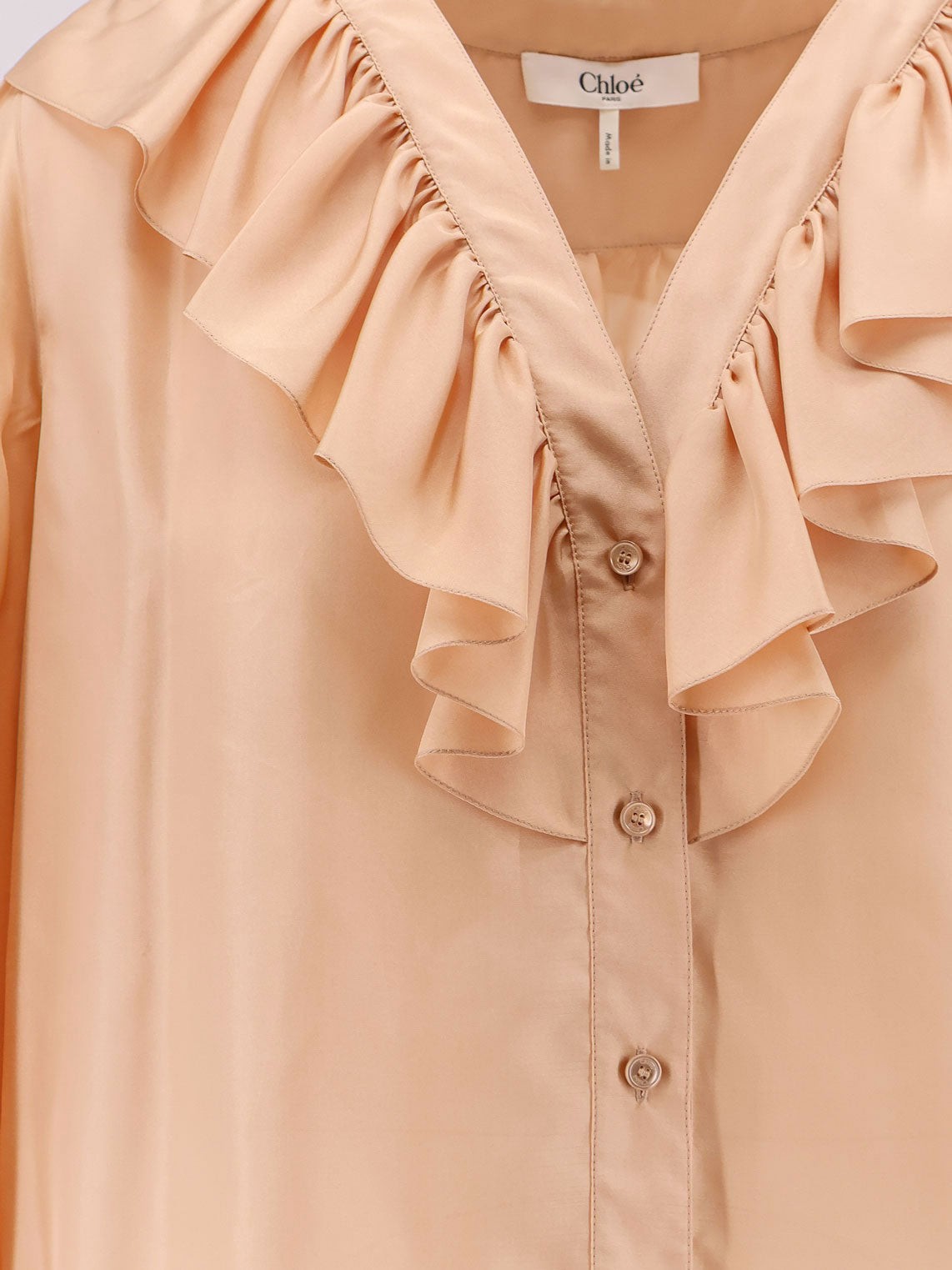 CHLOE’ - Chloe’ Silk Shirt With Rouches - Women’s Tops