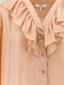 CHLOE’ - Chloe’ Silk Shirt With Rouches - Women’s Tops