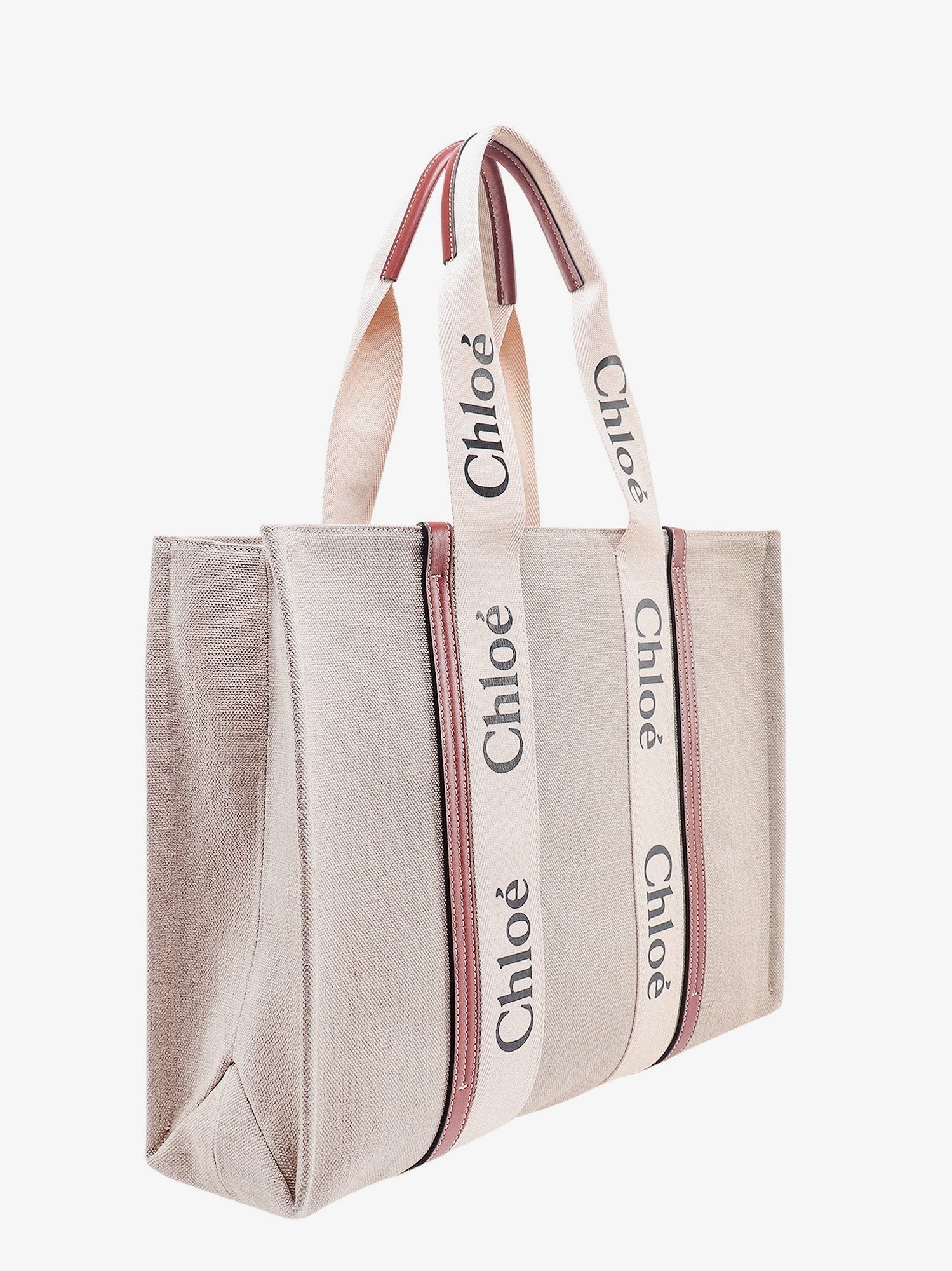 CHLOE’ - Chloe’ Linen Shoulder Bag With Logo Print. This Bag Is Made With Lower Environmental Impact Material