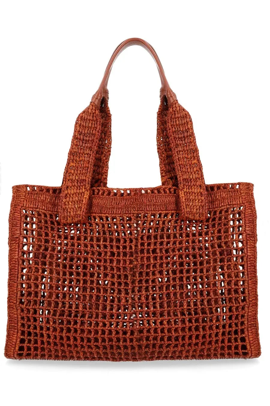 Chloé women’s borsa tote summer banana east west brown woven rust-colored straw bag with leather handles