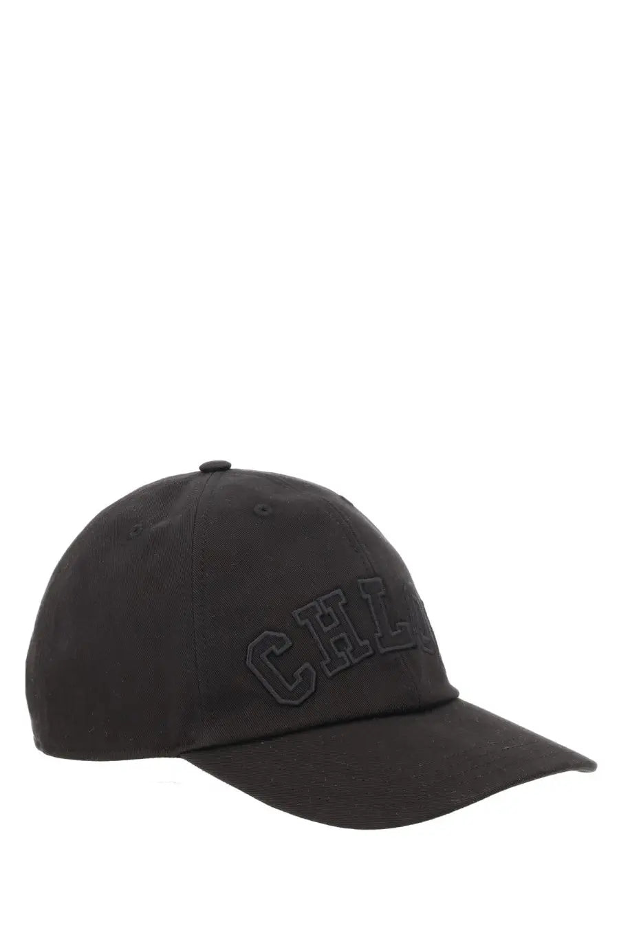 Chloé women’s black baseball cap with embroidered dark tone chl lettering and classic cotton material