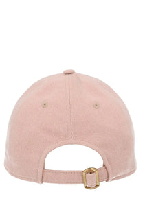 Chloé women’s cappello da baseball soft pink denim cap with gold-toned buckle and adjustable strap backside view