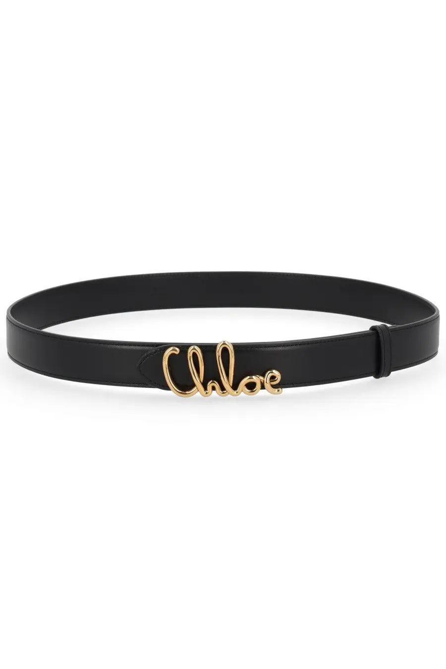 Black leather belt with gold-tone chloé logo buckle from chloé women’s cintura chloé iconic black collection