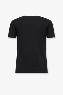 Chloé women’s black cotton short-sleeved t-shirt with simple crew neck design front view