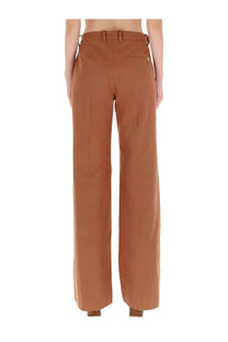 Brown tailored wide-leg trousers with subtle back pleats from chloé womens flared pants collection