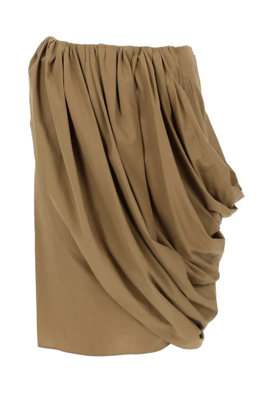 Chloe women’s gonna portafoglio camel-colored cotton popeline skirt with gathered waistband and flowing fabric