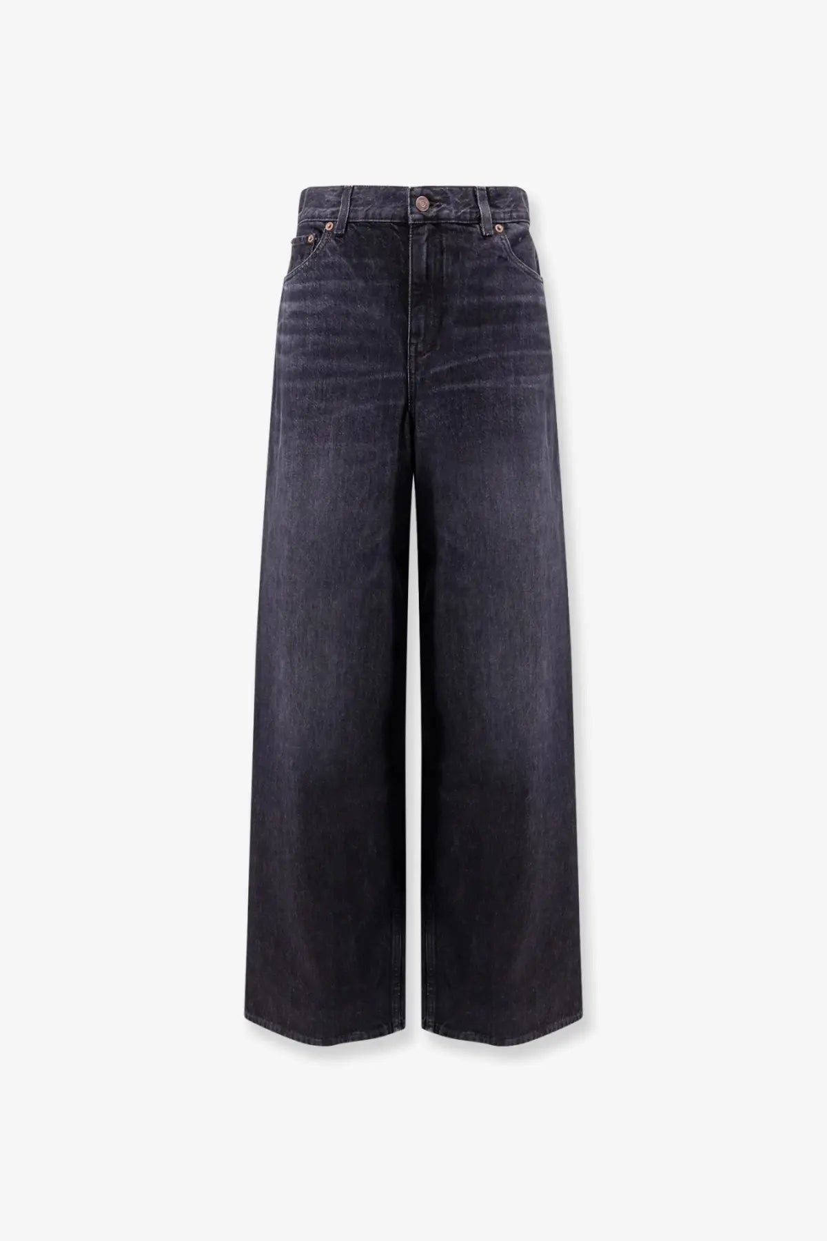 Chloé women’s jeans black dark-wash denim wide-leg trousers with high waist and five-pocket design