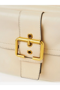 Chloé women’s medium double carry leather shoulder bag beige with cream leather clutch and gold-tone buckle detail