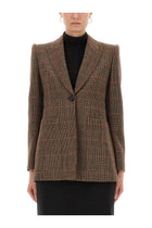Chloé Women's Plaid Wool Tailored Jacket Brown