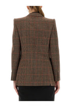 Chloé Women's Plaid Wool Tailored Jacket Brown, view 3