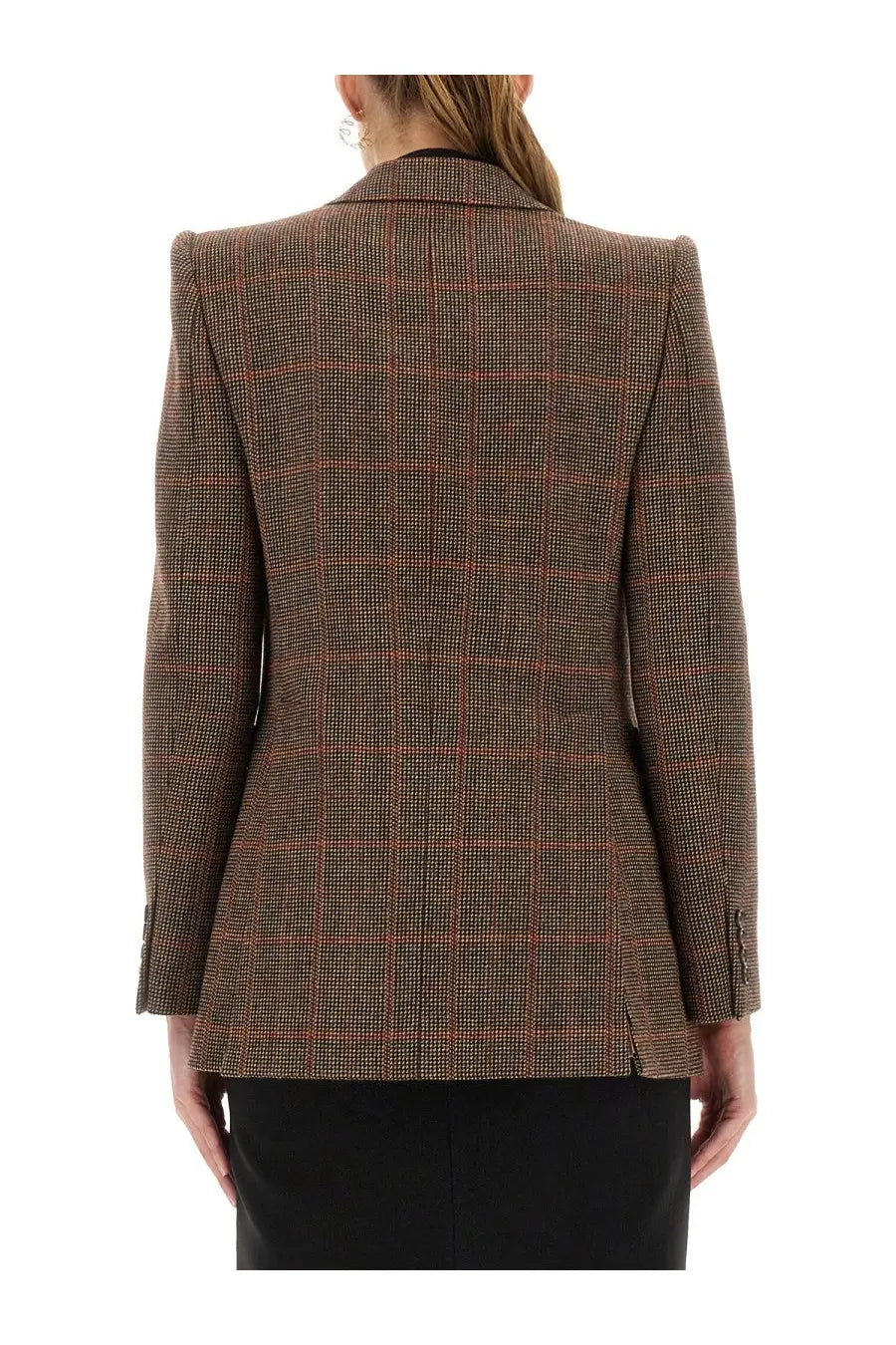 Chloé Women's Plaid Wool Tailored Jacket Brown, view 3