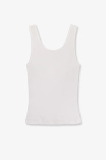 Chloé women’s white ribbed cotton tank top with scoop neckline and slim shoulder straps