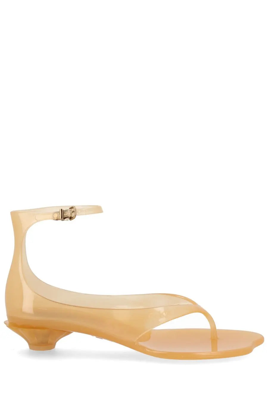 Chloé women’s sandalo crème jelly beige transparent peach-colored jelly sandal with low block heel and ankle strap