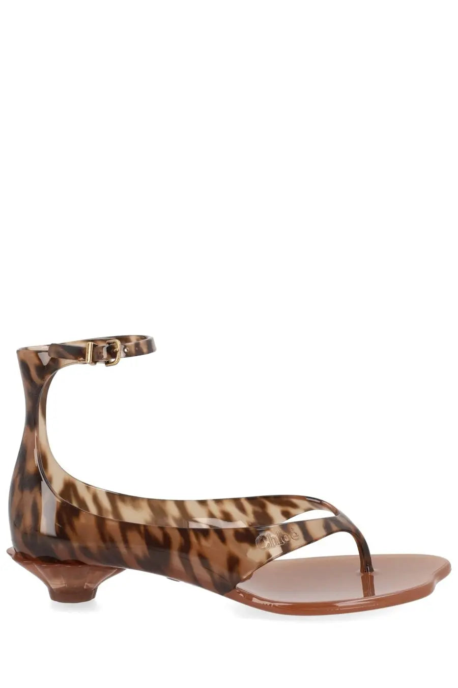 Chloé women’s Sandalo jelly brown transparent brown and tan leopard-print jelly sandal with low heel