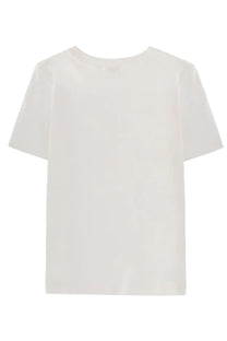 Chloé women’s shirt white minimalist cotton t-shirt with crew neck and short sleeves front view