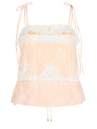 Chloé Women's Silk Top with Inserti in Lace Blue, view 2