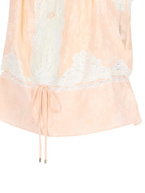 Chloé Women's Silk Top with Inserti in Lace Blue, view 3