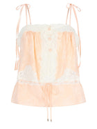 Chloé Women's Silk Top with Inserti in Lace Blue