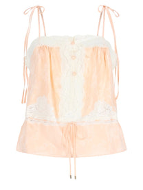 Chloé Women's Silk Top with Inserti in Lace Blue