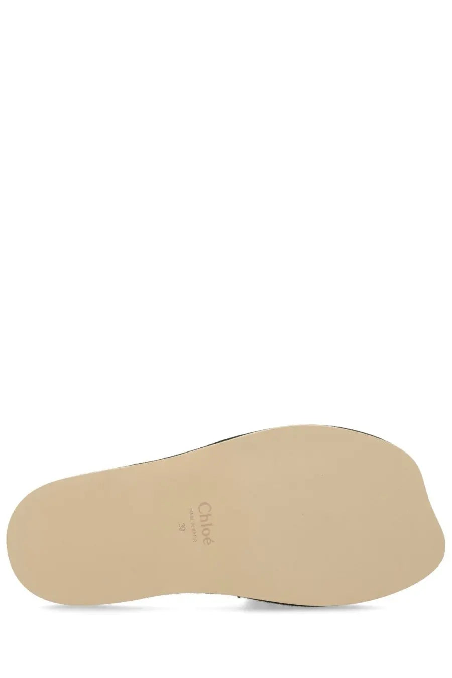 Beige rubber sole with chloé branding in black on chloé women’s slide chloé sand black sandal