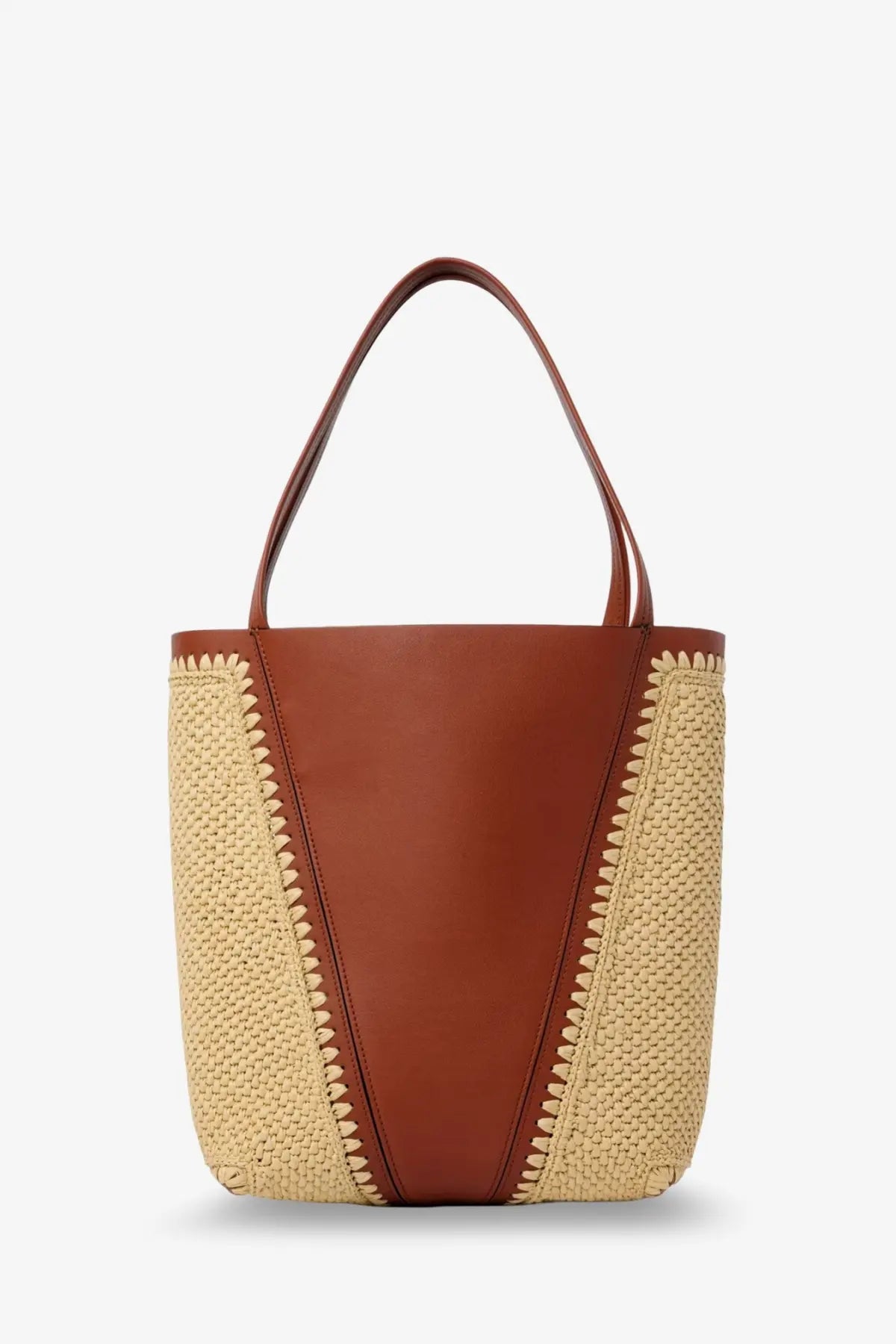 Chloé Women's Chloé Spin Leather and Raffia Shoulder Bag Brown, view 2