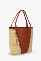 Chloé Women's Chloé Spin Leather and Raffia Shoulder Bag Brown, view 3
