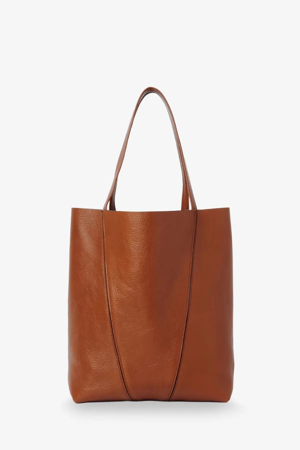 A sleek tan leather Chloé spin shoulder bag with minimalist design and two slender handles for women