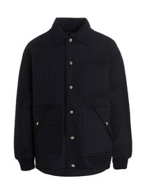 KHRISJOY Chore Quilted Stripes Down Jacket Blue