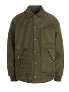 KHRISJOY Chore Quilted Stripes Down Jacket Green