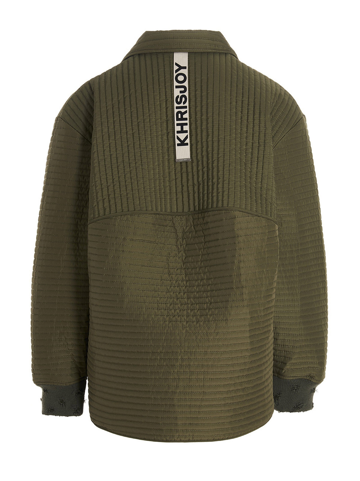 KHRISJOY Chore Quilted Stripes Down Jacket Green, view 2