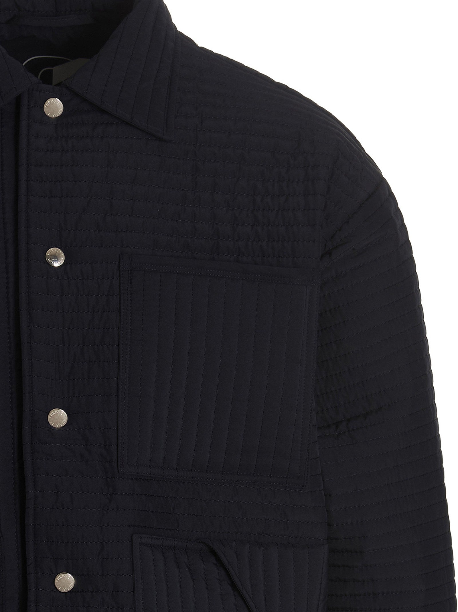 KHRISJOY Chore Quilted Stripes Down Jacket Blue