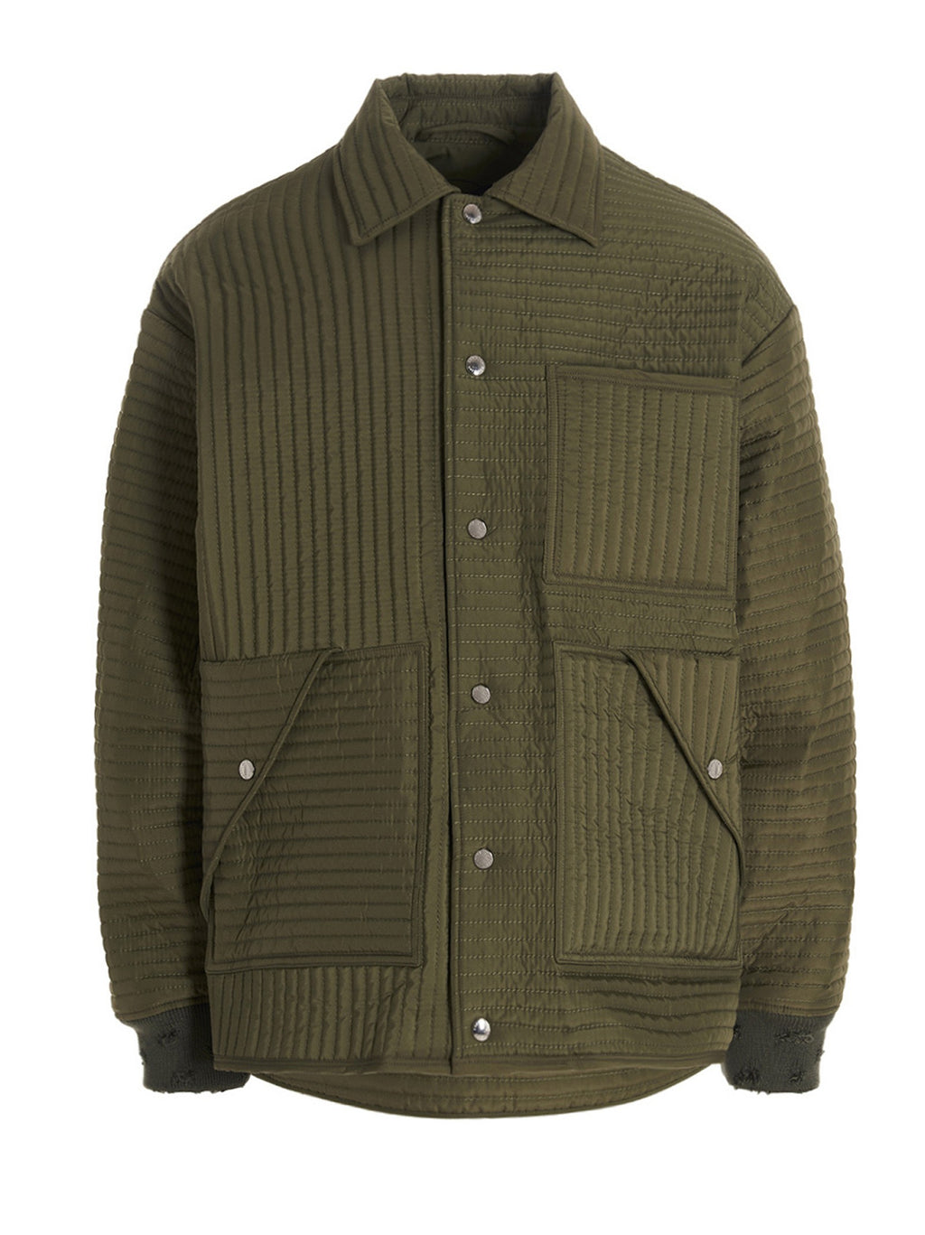 KHRISJOY Chore Quilted Stripes Down Jacket Green