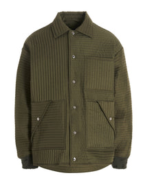 KHRISJOY Chore Quilted Stripes Down Jacket Green