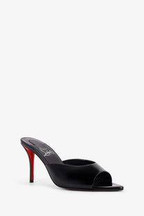 Christian louboutin women’s miss mule patent leather sandal in black with signature red sole and patent finish