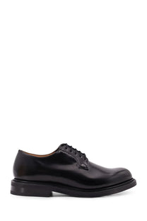 Churchs men’s shannon leather lace derby shoe in black patent leather with polished finish and classic lace-up design