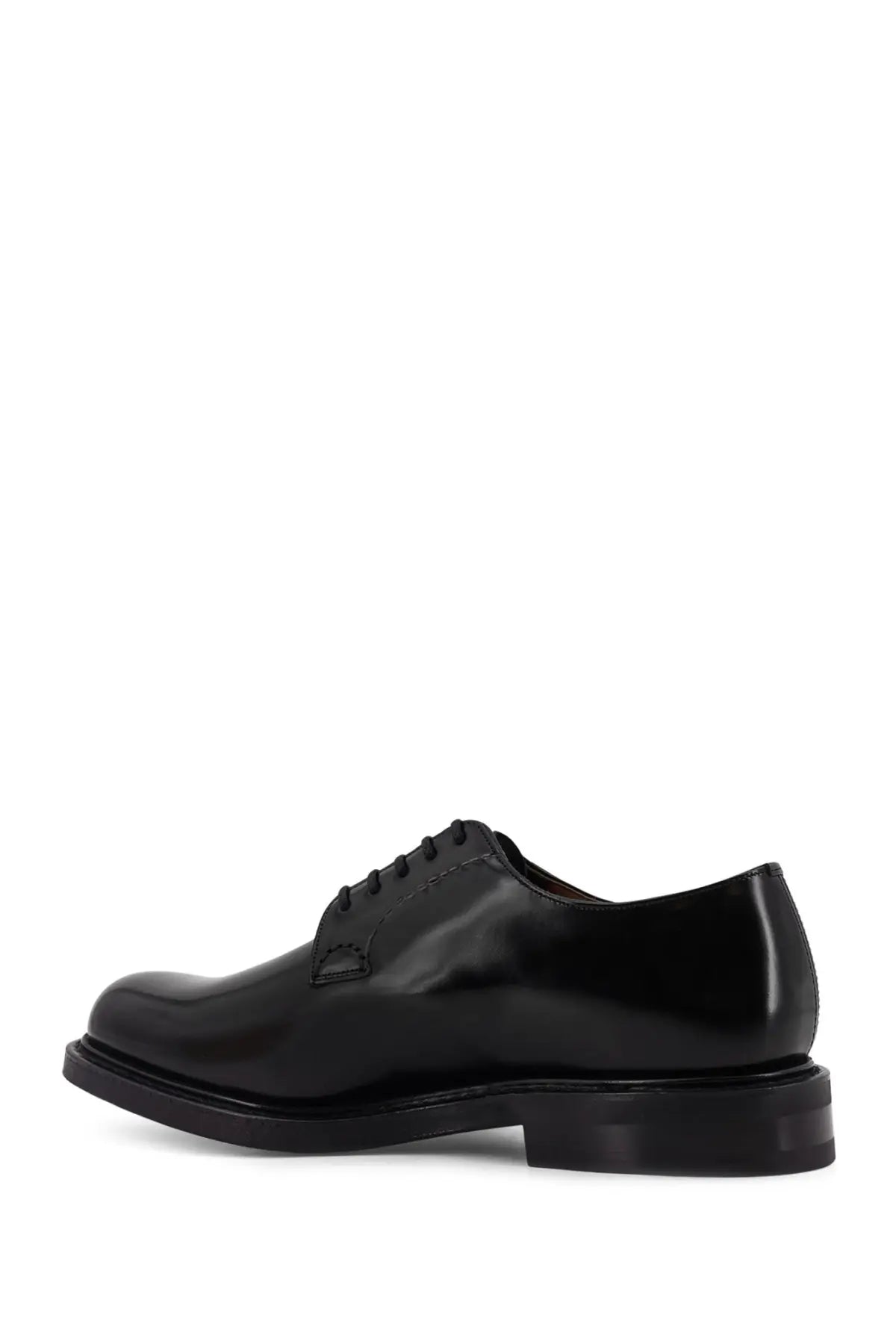 Churchs men’s shannon leather lace black derby shoe made of black patent leather with polished finish and classic design