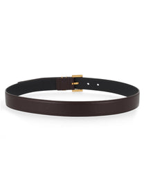 Saint Laurent Women's Cassandre Belt with Buckle Quadrata Brown