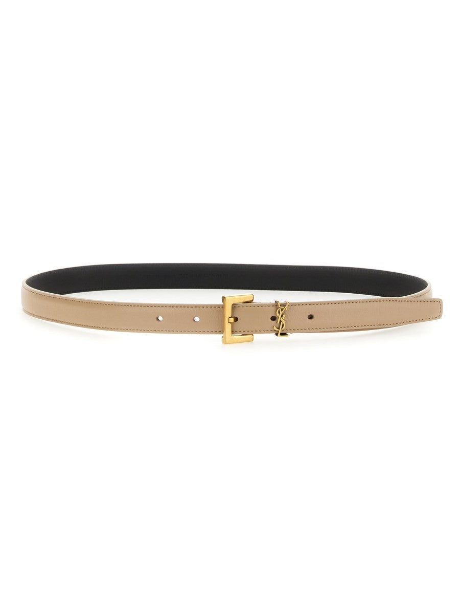 Saint Laurent Women's Cintura Cassandre Sottile Beige
