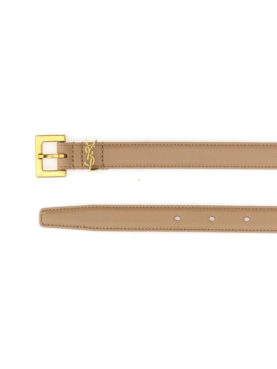 Saint Laurent Women's Cintura Cassandre Sottile Beige